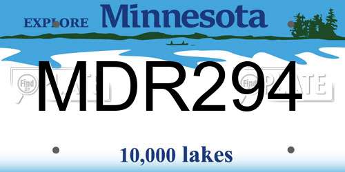 MDR294 Minnesota License Plate