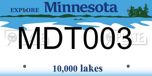 MDT003 Minnesota License Plate