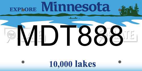 MDT888 Minnesota License Plate