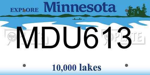 MDU613 Minnesota License Plate