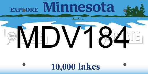 MDV184 Minnesota License Plate