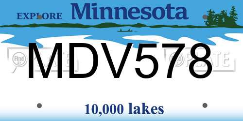 MDV578 Minnesota License Plate