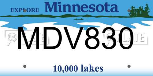 MDV830 Minnesota License Plate
