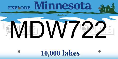 MDW722 Minnesota License Plate