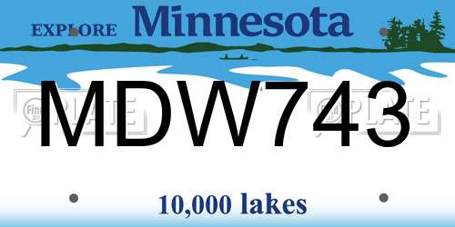 MDW743 Minnesota License Plate