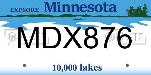 MDX876 Minnesota License Plate