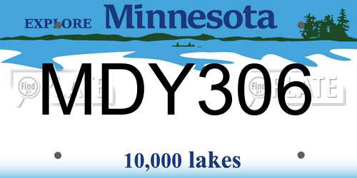MDY306 Minnesota License Plate