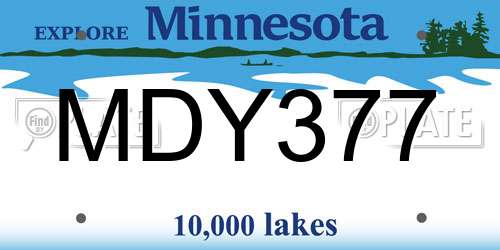 MDY377 Minnesota License Plate