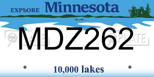 MDZ262 Minnesota License Plate