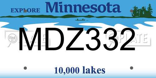 MDZ332 Minnesota License Plate