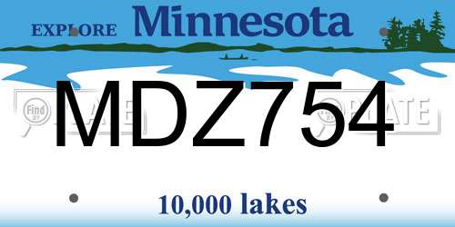 MDZ754 Minnesota License Plate