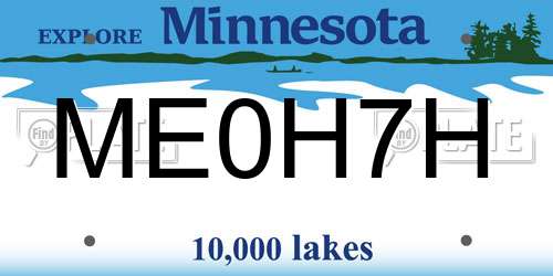 ME0H7H Minnesota License Plate