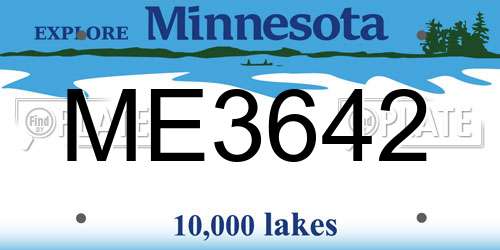 ME3642 Minnesota License Plate