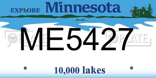 ME5427 Minnesota License Plate