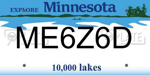 ME6Z6D Minnesota License Plate