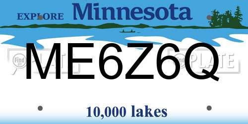 ME6Z6Q Minnesota License Plate