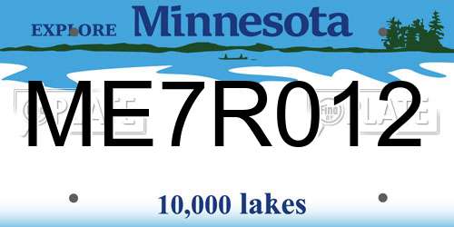 ME7R012 Minnesota License Plate