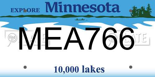 MEA766 Minnesota License Plate