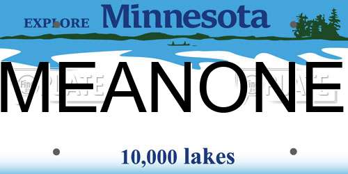 MEANONE Minnesota License Plate