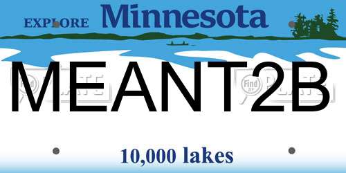 MEANT2B Minnesota License Plate