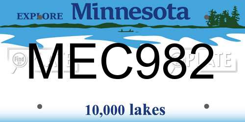 MEC982 Minnesota License Plate