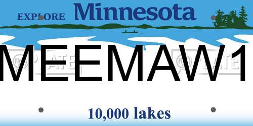 MEEMAW1 Minnesota License Plate