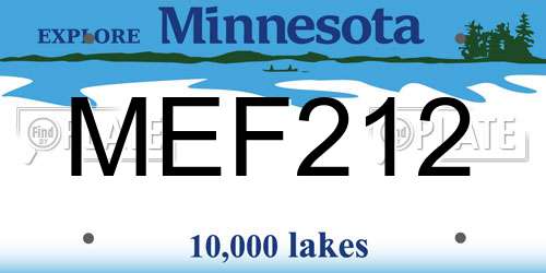 MEF212 Minnesota License Plate
