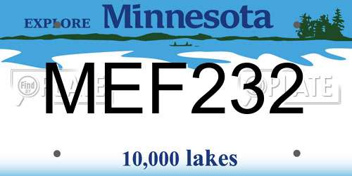 MEF232 Minnesota License Plate