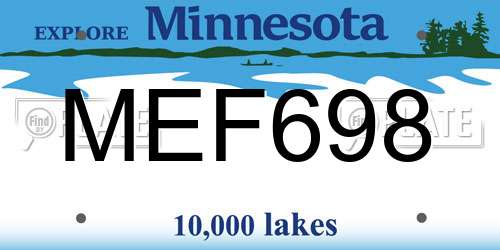 MEF698 Minnesota License Plate