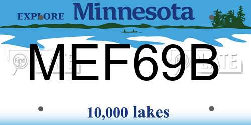 MEF69B Minnesota License Plate