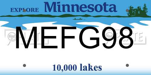 MEFG98 Minnesota License Plate