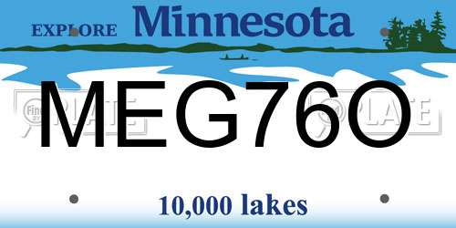MEG76O Minnesota License Plate