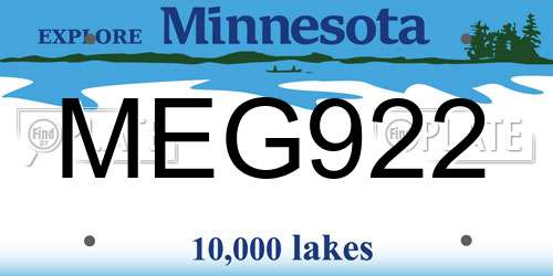 MEG922 Minnesota License Plate
