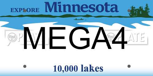 MEGA4 Minnesota License Plate
