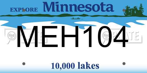 MEH104 Minnesota License Plate