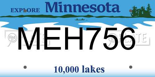 MEH756 Minnesota License Plate