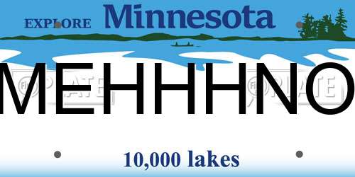 MEHHHNO Minnesota License Plate