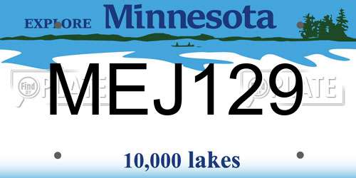 MEJ129 Minnesota License Plate