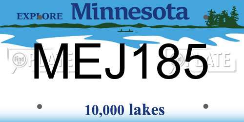 MEJ185 Minnesota License Plate
