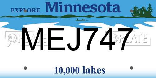 MEJ747 Minnesota License Plate
