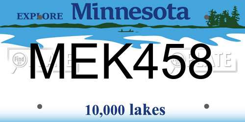 MEK458 Minnesota License Plate