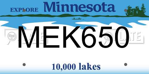MEK650 Minnesota License Plate