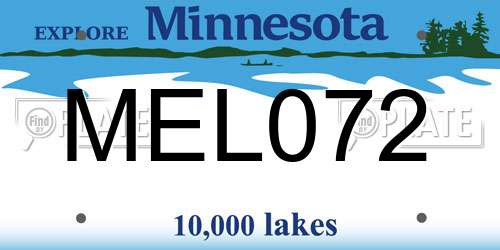 MEL072 Minnesota License Plate