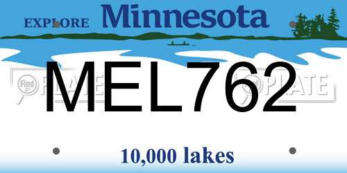 MEL762 Minnesota License Plate