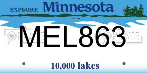 MEL863 Minnesota License Plate