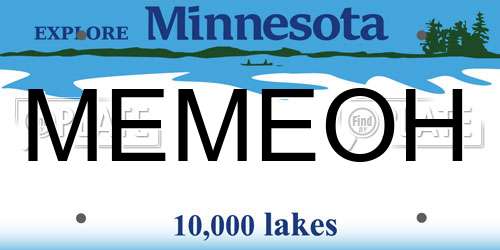 MEMEOH Minnesota License Plate