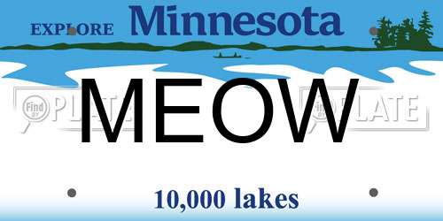 MEOW Minnesota License Plate