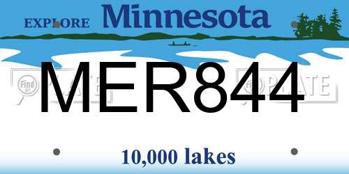 MER844 Minnesota License Plate