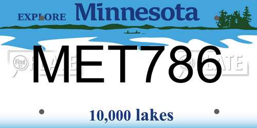 MET786 Minnesota License Plate