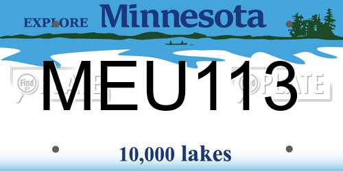MEU113 Minnesota License Plate